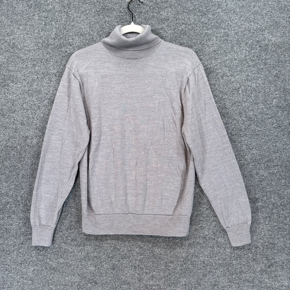 J.Crew Turtleneck Sweater Mens Medium Gray Merino Wool Knit Layering Classic